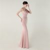One-Shoulder Satin Pleated Slim-Fit Mermaid Evening Dress High Slit Party Wedding