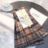 Womens High Waist Plaid Woolen Pleated Mini Skirt Fall Winter Preppy Office