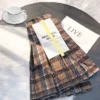 Womens High Waist Plaid Woolen Pleated Mini Skirt Fall Winter Preppy Office