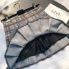 Womens High Waist Plaid Woolen Pleated Mini Skirt Fall Winter Preppy Office
