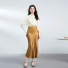 Gold Jacquard Acetate Mermaid Long Skirt High Waist Silky Bodycon Lady