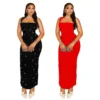 Halter Sleeveless Rhinestone Beaded Bodycon Maxi Dress