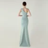 One-Shoulder Satin Pleated Slim-Fit Mermaid Evening Dress High Slit Party Wedding