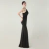 One-Shoulder Satin Pleated Slim-Fit Mermaid Evening Dress High Slit Party Wedding