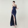Satin Spaghetti Strap Slim Fit Mermaid Evening Dress High Slit Summer Party