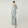 Satin Spaghetti Strap Slim Fit Mermaid Evening Dress High Slit Summer Party
