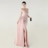 Satin Spaghetti Strap Slim Fit Mermaid Evening Dress High Slit Summer Party