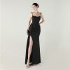 Satin Spaghetti Strap Slim Fit Mermaid Evening Dress High Slit Summer Party