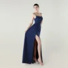 Satin Spaghetti Strap Slim Fit Mermaid Evening Dress High Slit Summer Party