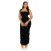 Halter Sleeveless Rhinestone Beaded Bodycon Maxi Dress