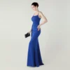 Satin Spaghetti Strap Slim Fit Mermaid Evening Dress High Slit Summer Party