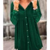 Womens Elegant Velvet Shirt Collar Long Sleeve High Waist Mini Dress
