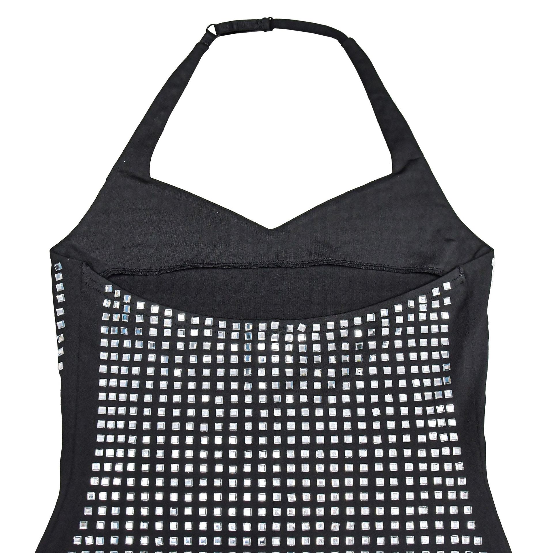 Halter Neck Rhinestone Bodycon Mini Dress Elegant High Waist