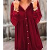 Womens Elegant Velvet Shirt Collar Long Sleeve High Waist Mini Dress