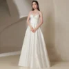 Elegant White Satin Backless V-Neck Sleeveless FloorLength Evening Dress