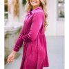 Womens Elegant Velvet Shirt Collar Long Sleeve High Waist Mini Dress
