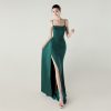 Satin Spaghetti Strap Slim Fit Mermaid Evening Dress High Slit Summer Party