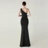 One-Shoulder Satin Pleated Slim-Fit Mermaid Evening Dress High Slit Party Wedding