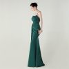 Satin Spaghetti Strap Slim Fit Mermaid Evening Dress High Slit Summer Party