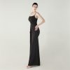 Satin Spaghetti Strap Slim Fit Mermaid Evening Dress High Slit Summer Party