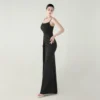 Satin Spaghetti Strap Slim Fit Mermaid Evening Dress High Slit Summer Party