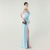 Satin Spaghetti Strap Slim Fit Mermaid Evening Dress High Slit Summer Party