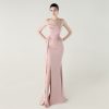 Satin Spaghetti Strap Slim Fit Mermaid Evening Dress High Slit Summer Party