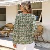 Womens Floral Print V-Neck Long Sleeve Slim Office Blouse