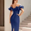 Strapless Ruffle Bandage Midi Dress Elegant Bodycon Party