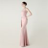 Satin Spaghetti Strap Slim Fit Mermaid Evening Dress High Slit Summer Party