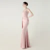 Satin Spaghetti Strap Slim Fit Mermaid Evening Dress High Slit Summer Party