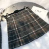 Womens High Waist Plaid Woolen Pleated Mini Skirt Fall Winter Preppy Office