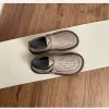 Womens Woven Buckle Loafers Round Toe Soft Rubber Sole Slip-On Casual Shoes