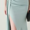Satin Spaghetti Strap Slim Fit Mermaid Evening Dress High Slit Summer Party