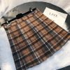 Womens High Waist Plaid Woolen Pleated Mini Skirt Fall Winter Preppy Office