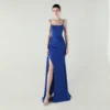 Satin Spaghetti Strap Slim Fit Mermaid Evening Dress High Slit Summer Party