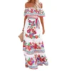 Off Shoulder Floral Digital Print Maxi Flared Plus Size Dress