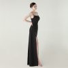 Satin Spaghetti Strap Slim Fit Mermaid Evening Dress High Slit Summer Party