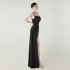 Satin Spaghetti Strap Slim Fit Mermaid Evening Dress High Slit Summer Party