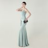 Satin Spaghetti Strap Slim Fit Mermaid Evening Dress High Slit Summer Party