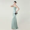 Satin Spaghetti Strap Slim Fit Mermaid Evening Dress High Slit Summer Party