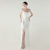 Satin Spaghetti Strap Slim Fit Mermaid Evening Dress High Slit Summer Party