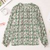 Womens Floral Print V-Neck Long Sleeve Slim Office Blouse