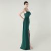 Satin Spaghetti Strap Slim Fit Mermaid Evening Dress High Slit Summer Party