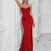 Solid Bandeau Backless High Waisted Swing Long Evening Dress Elegant