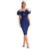 Strapless Ruffle Bandage Midi Dress Elegant Bodycon Party