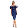 Strapless Ruffle Bandage Midi Dress Elegant Bodycon Party