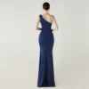 One-Shoulder Satin Pleated Slim-Fit Mermaid Evening Dress High Slit Party Wedding