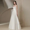 Elegant White Satin Backless V-Neck Sleeveless FloorLength Evening Dress