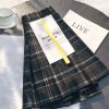 Womens High Waist Plaid Woolen Pleated Mini Skirt Fall Winter Preppy Office